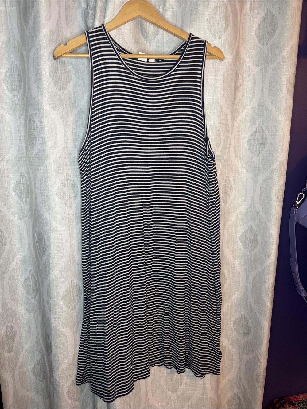 GAP Midi Dress Black White Stripes Size XL